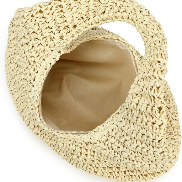 Women's Straw Woven Hobo Bag Summer Beach Casual Chic Gift - Picture 7 of 7